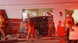 US, Los Angeles: West Covina SUV Crashes Into Garage