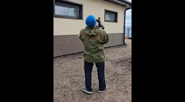 Spinning dog moment ends in tumble in Volodarsk, Russia