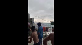 Tornado hits beach as catamarans fly in Agoy, Russia