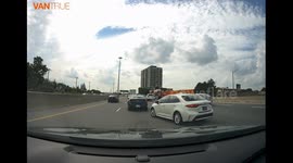 My dashcam captured a moment of instant karma as a reckless driver was immediately pulled over by a police officer they tried to cut off on the highway.