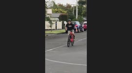 Young boy tries bold suicide no-hander stunt and crashes at public park