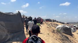Gaza family displaced after airdropped aid destroys tent