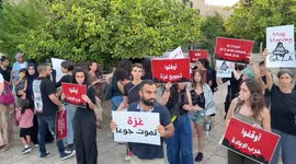 Demonstrators in Haifa protest Israel's attacks, starvation campaign on Gaza