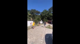 Little girl accidentally tripped during casual football play in Rio de Janeiro, Brazil