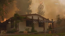 US, Los Angeles: Castaic Canyon Wildfire Structure Defense Part 3