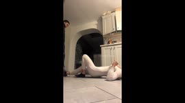 Boy tries to lift girlfriend by her leg for a TikTok trend but she falls