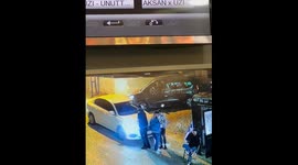 Security camera captures driver pranking friends by refusing to brake in time
