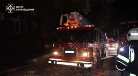 Russian drone strike injures 2 in Kharkiv, sparks office building fire
