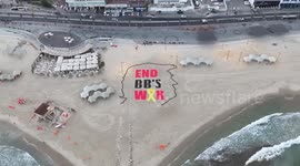 Israel: ‘End BB’s War’ message etched in sand near US embassy in Tel Aviv