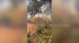 Türkiye: Fire truck trapped in flames while responding wildfire in northwestern Türkiye