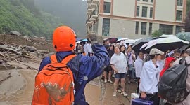China: Heavy rainfall triggers mountain floods in northwest China's Gansu, rescue operations intensify