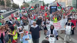 Demonstrators in Stockholm show support for Palestine