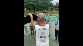 Senior Citizen Parachute Soccer Game