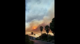 Canyon Fire smoke and firefighting planes in Palmdale, California