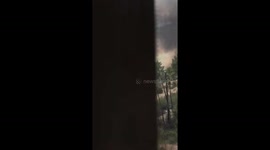 Massive smoke plume from wildfire near Las Navas del Marqués in Ávila, Spain