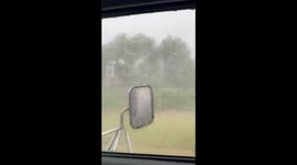 Severe hailstorm forces driver off the road in west of Reed Point, Montana