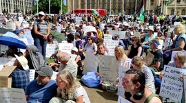 Palestine Action Supporters Occupy Parliament Square. London, UK 09/08/2025