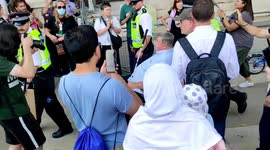 Blind Wheelchair User Arrested at Protest Supporting Proscribed Group Palestine Action. Parliament Square, London, UK 09/08/2025