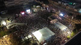 DRONE - Thousands demonstrate in Tel Aviv to demand Gaza ceasefire, hostage deal