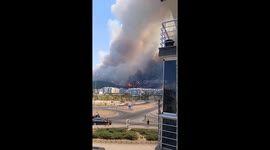 Fire threatens Canakkale State Hospital amid forest blaze in Canakkale, Turkey