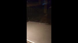 Quarter-sized hailstorm with lightning in North Minneapolis, Minnesota