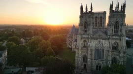 Golden Hour at York Minster: Aerial Views of England's Gothic Masterpiece