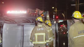 US, Los Angeles: Pacoima Man Extricated From Vehicle After Rollover