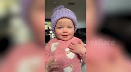 Baby learns how to speak like characters from Animal Crossing
