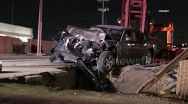US, Phoenix: Phoenix Polk Street Car Crashes Into Construction Site