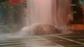 US, Los Angeles: Sherman Oaks Female Driver Shears Hydrant and Hits Power Pole