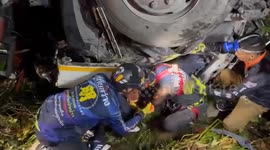 Toddler rescued after 18-wheeler falls into ravine in northern Thailand