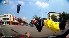 Delivery man gets hit by car at intersection