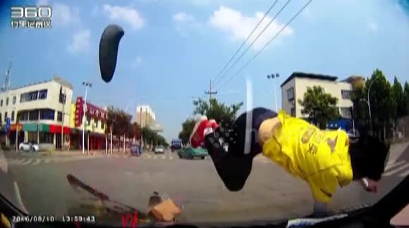 Delivery man gets hit by car at intersection