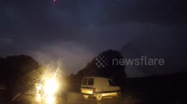Wicked Night Lightning Storm Over Downhill Beach