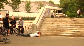 Tire Explosion after crazy BMX Bike Jump Trick