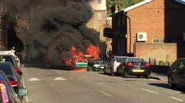 Car on fire in Hoxton, London