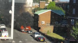 Car on Fire in Hoxton with explosions