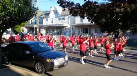 20160826 Mount Carmel Area Mounties Band marching to the stadium