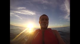 Watching the sunset from our kayaks whilst fishing. Love Cornwall!