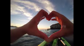Romantic kayak & fishing trip around the Portreath coast during the Summer heatwave