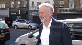 Jeremy Corbyn arrives in Shoreditch, London