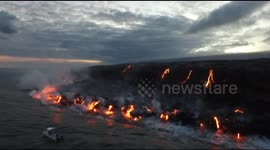Lava flow hits the ocean on Hawaii's Big Island