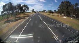 Car overtaking truck close call
