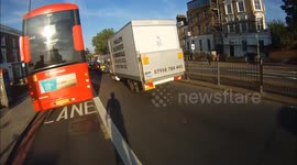 Near Miss! Car almost hits cyclist during lane change