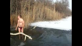 Winter swimming under the ice