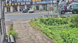 Electric bike veers off road into bushes in Hunan, China