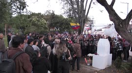 Supporters hold vigil at attack site to mourn assassinated Colombian senator Uribe