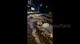 Foam covers river in Chinese city after factory's soap spillage