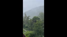 Rainy morning with foggy hills in Valle Crucis, North Carolina