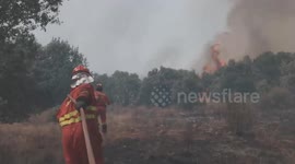 Firefighters fight intense flames in northwestern Spain’s Zamora province